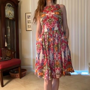 Multi-floral, size 2 in knee length summer dress.
